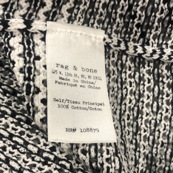 Rag & Bone/JEAN Quinn White and Black Striped Cold-Shoulder Sweater - Picture 7 of 7